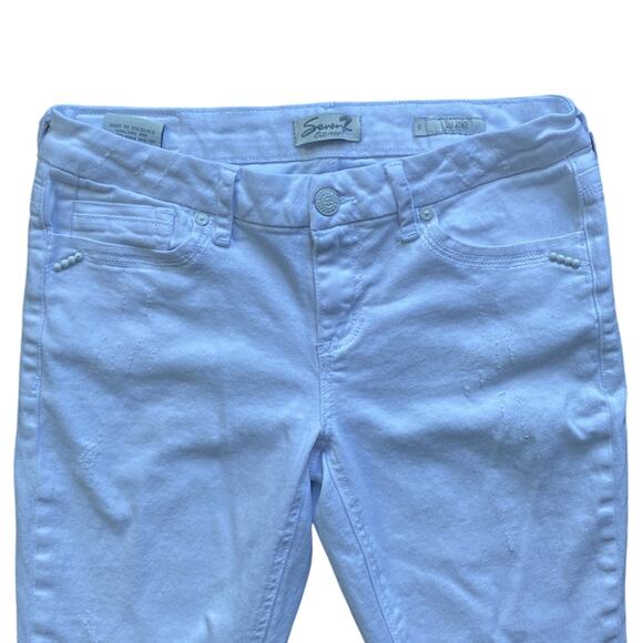 7 FOR ALL MANKIND Skinny Jeans Womens Sz 6 White Cropped Easy Fit - Picture 2 of 8